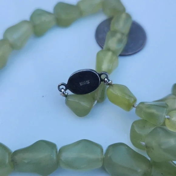 Chalcedony Green Gemstone Necklace Sterling Silver